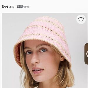 Lululemon pink/white crochet Hat M/L